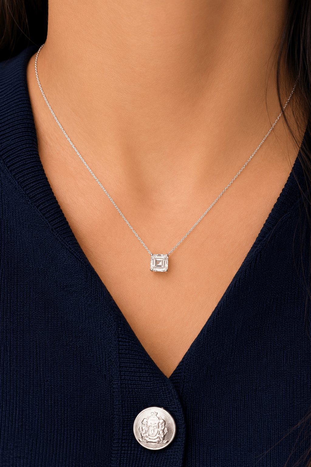 3ct Asscher Necklace LG