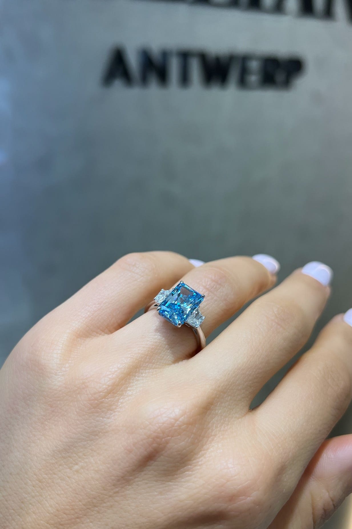 4ct Blue Love Trilogy Ring LG