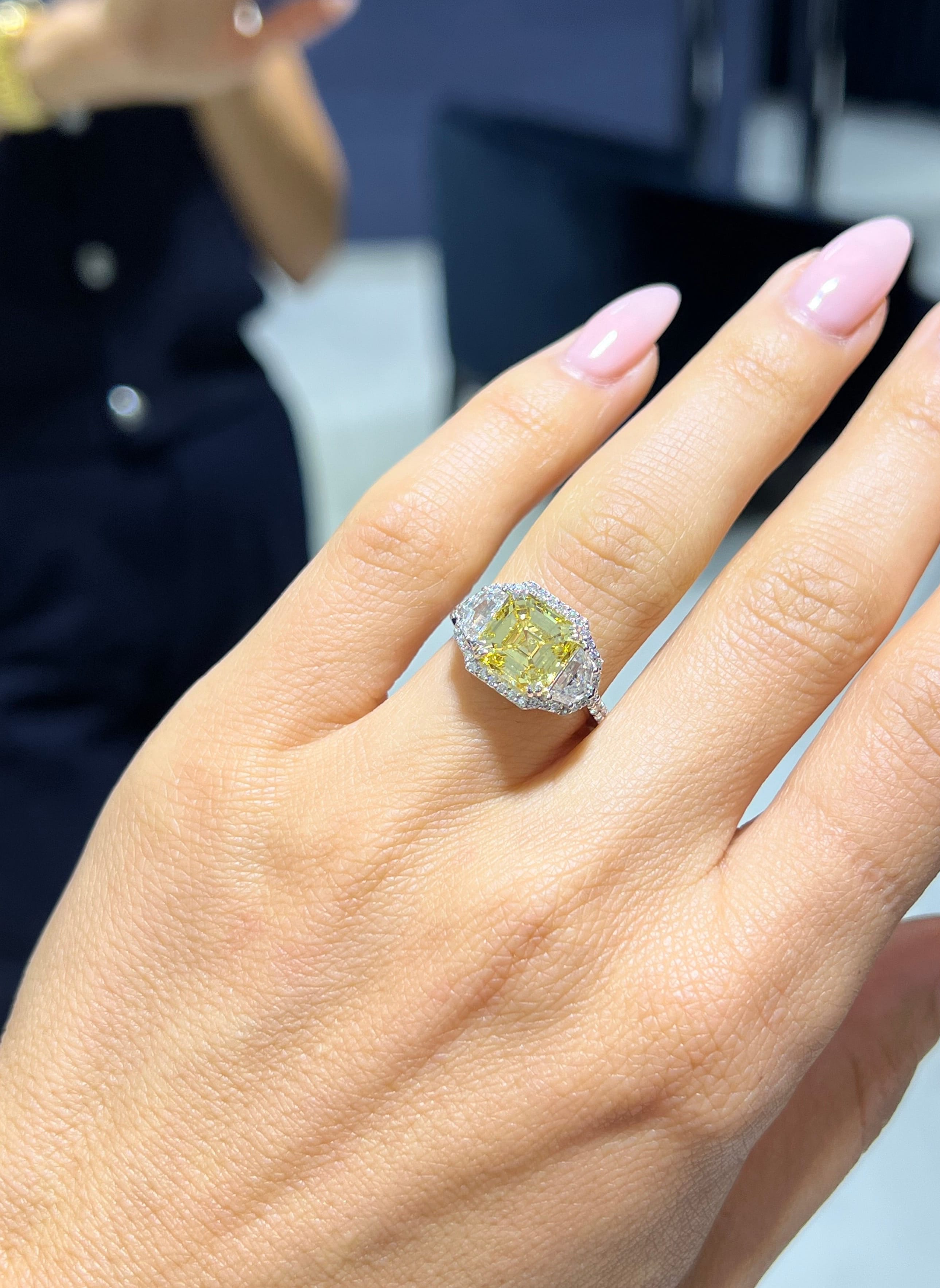 5ct Canary Halo Ring
