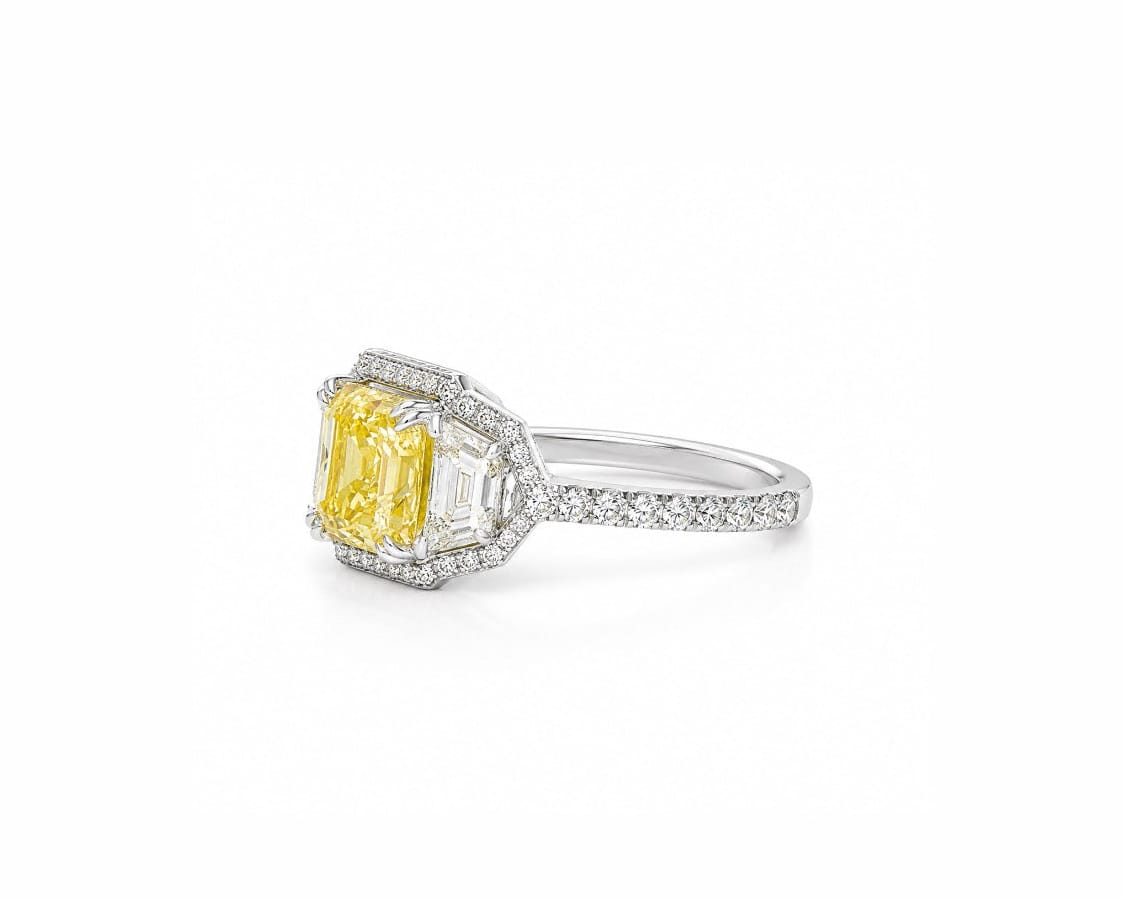 5ct Canary Halo Ring