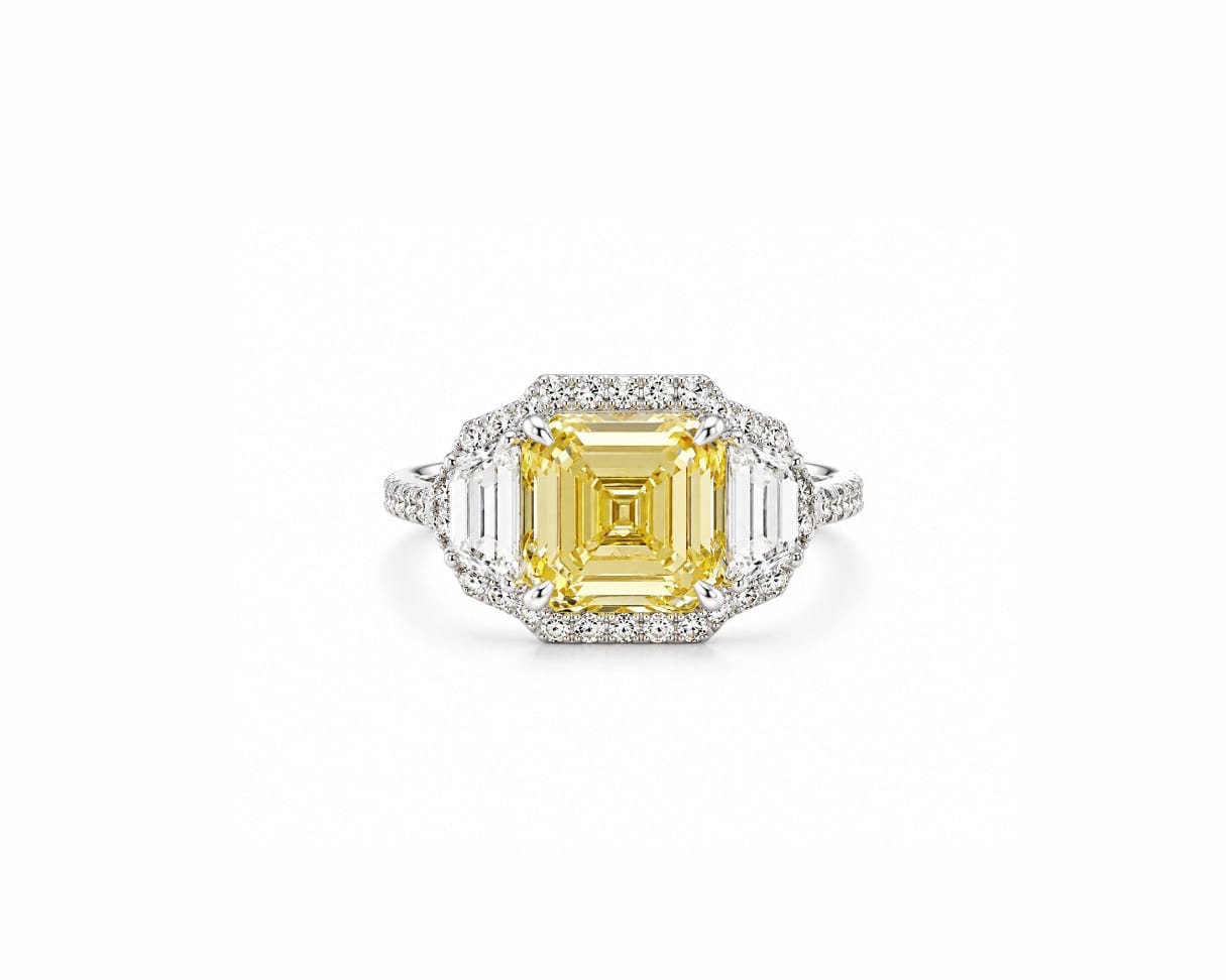 5ct Canary Halo Ring