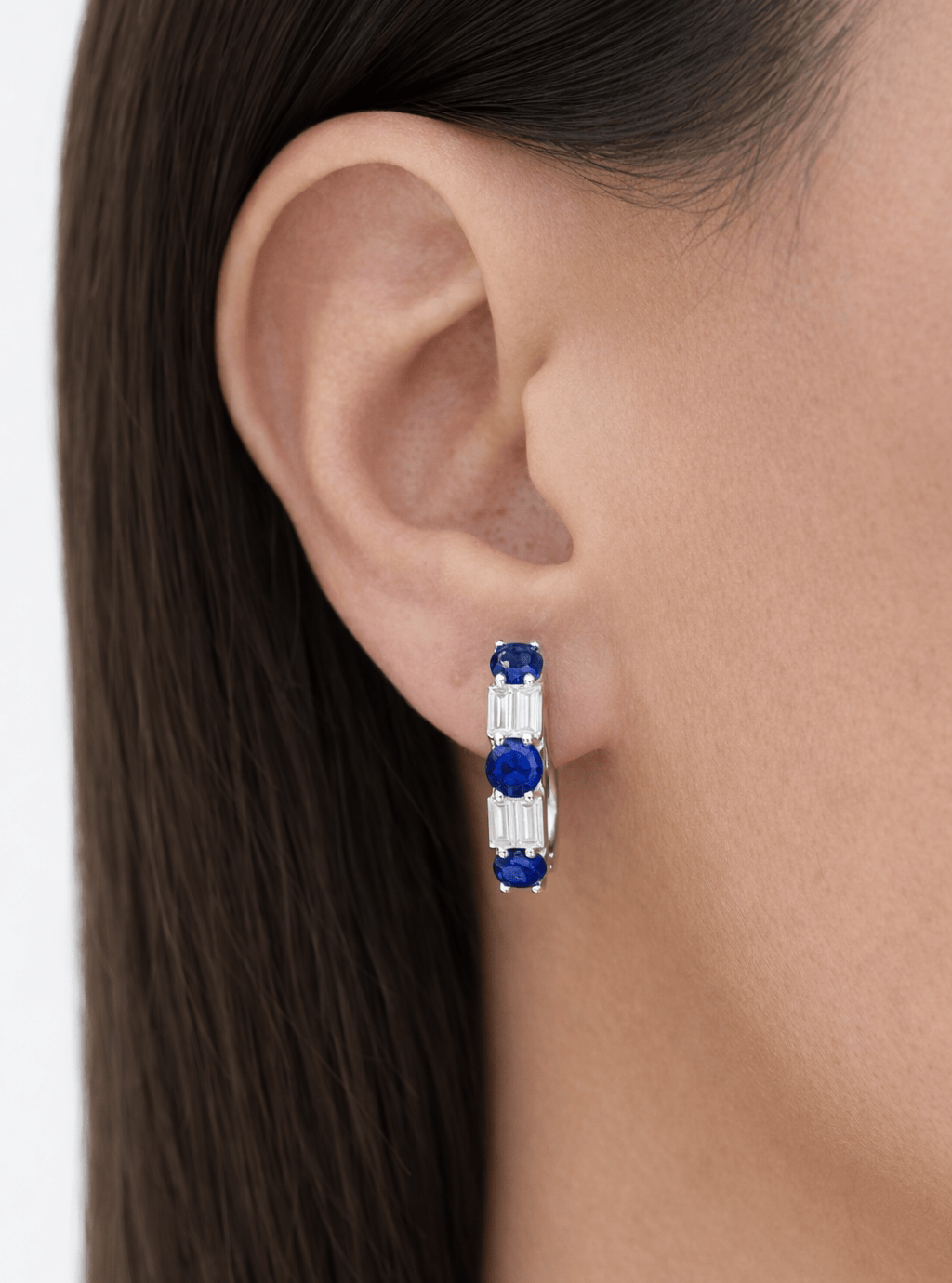 Bleu Diamond Hoops LG
