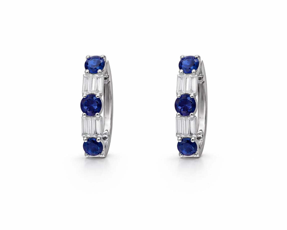 Bleu Diamond Hoops LG