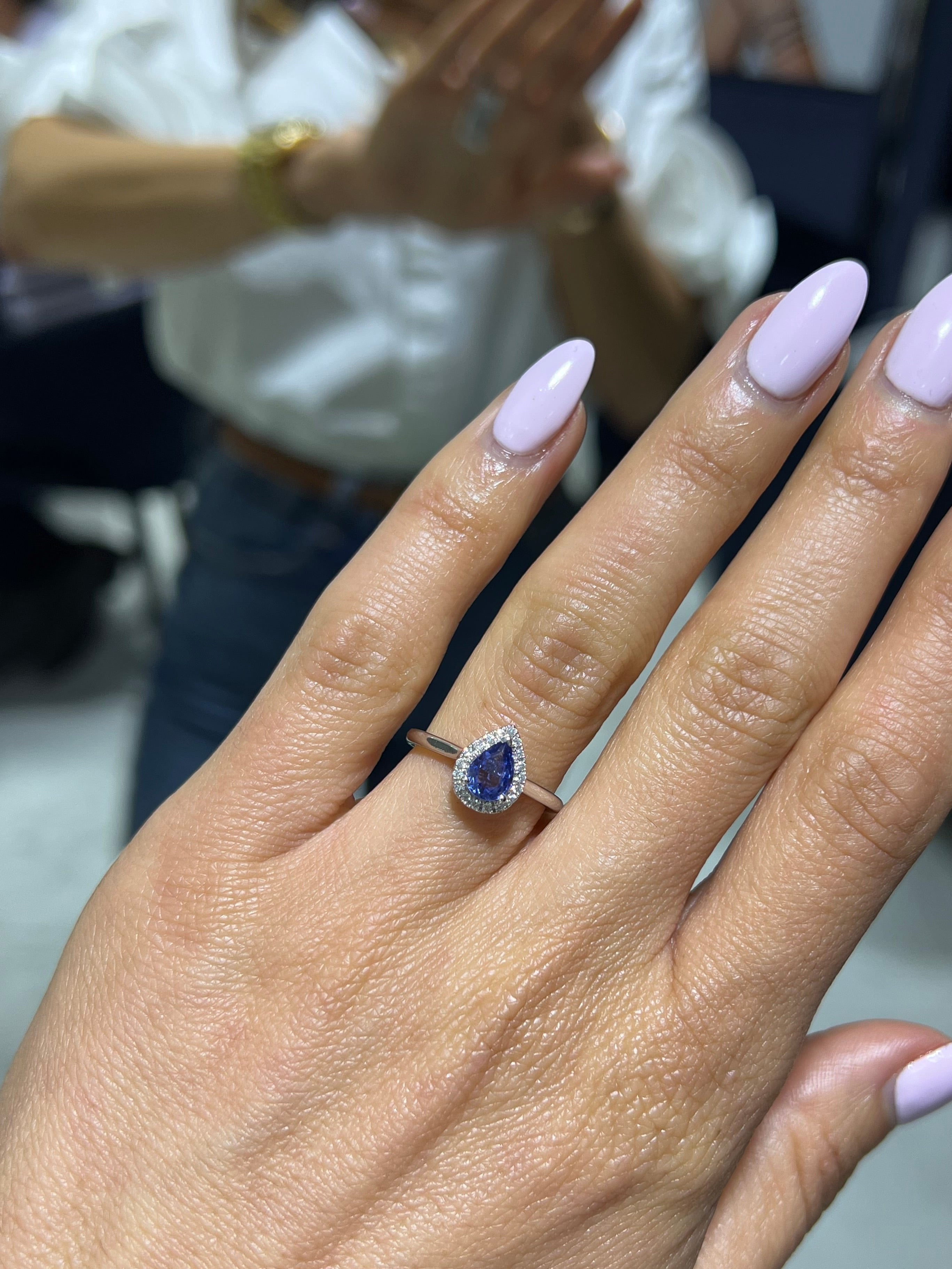 Blue Sapphire Drop Ring