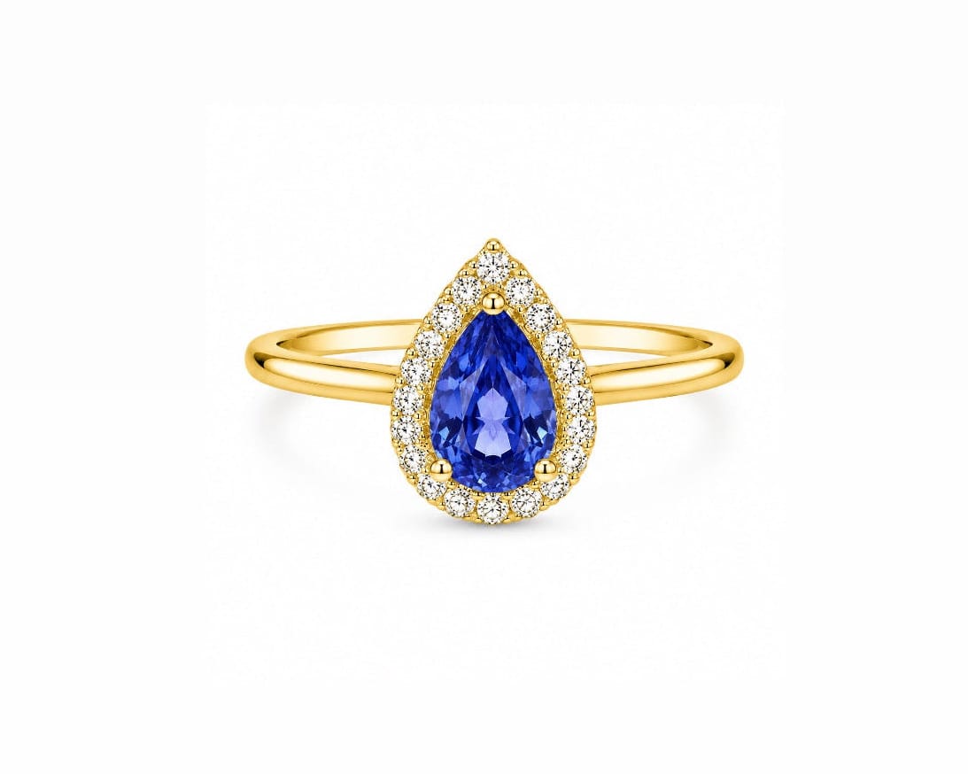 Blue Sapphire Drop Ring