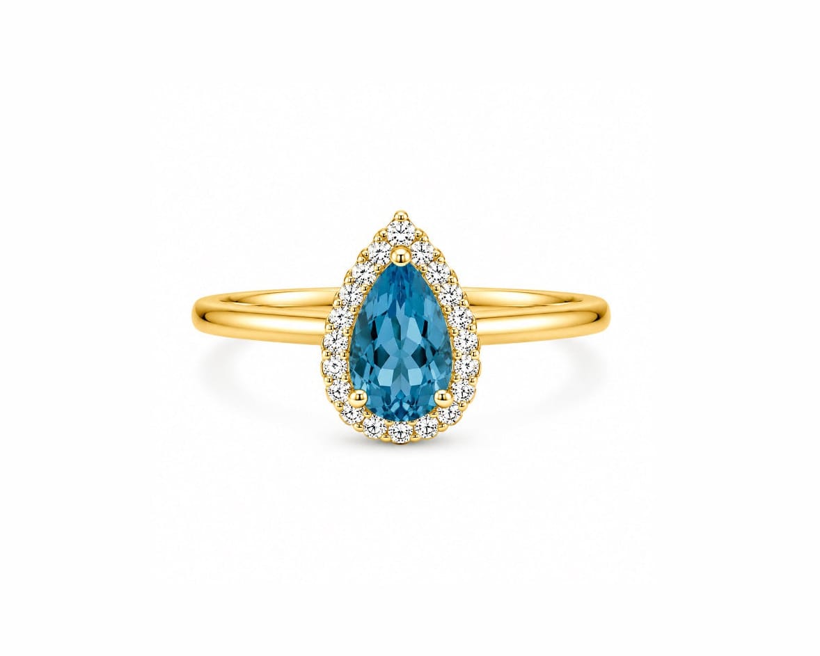 Blue Topaz Drop Ring