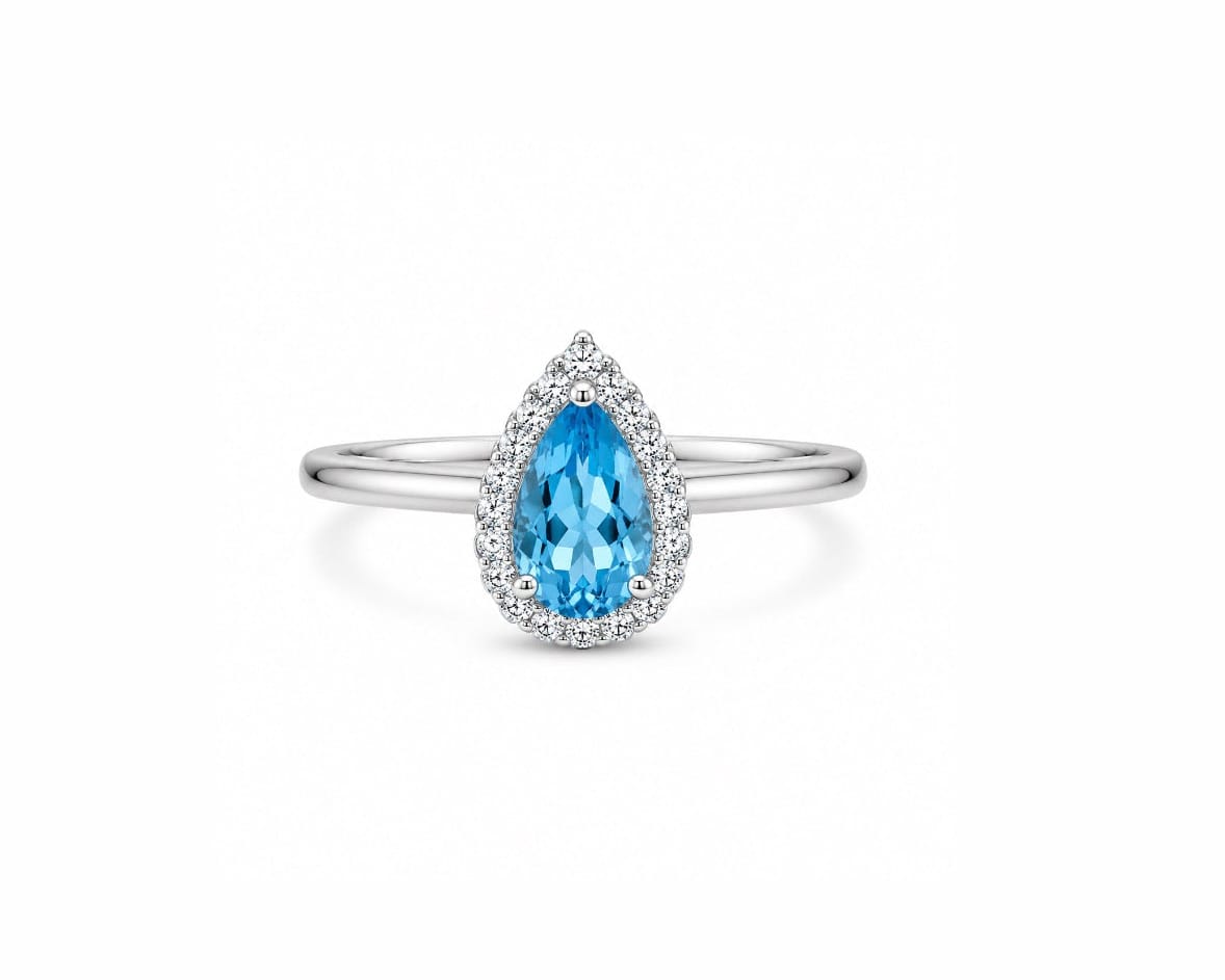 Blue Topaz Drop Ring