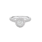 Celeste Pave Halo Solitaire Ring