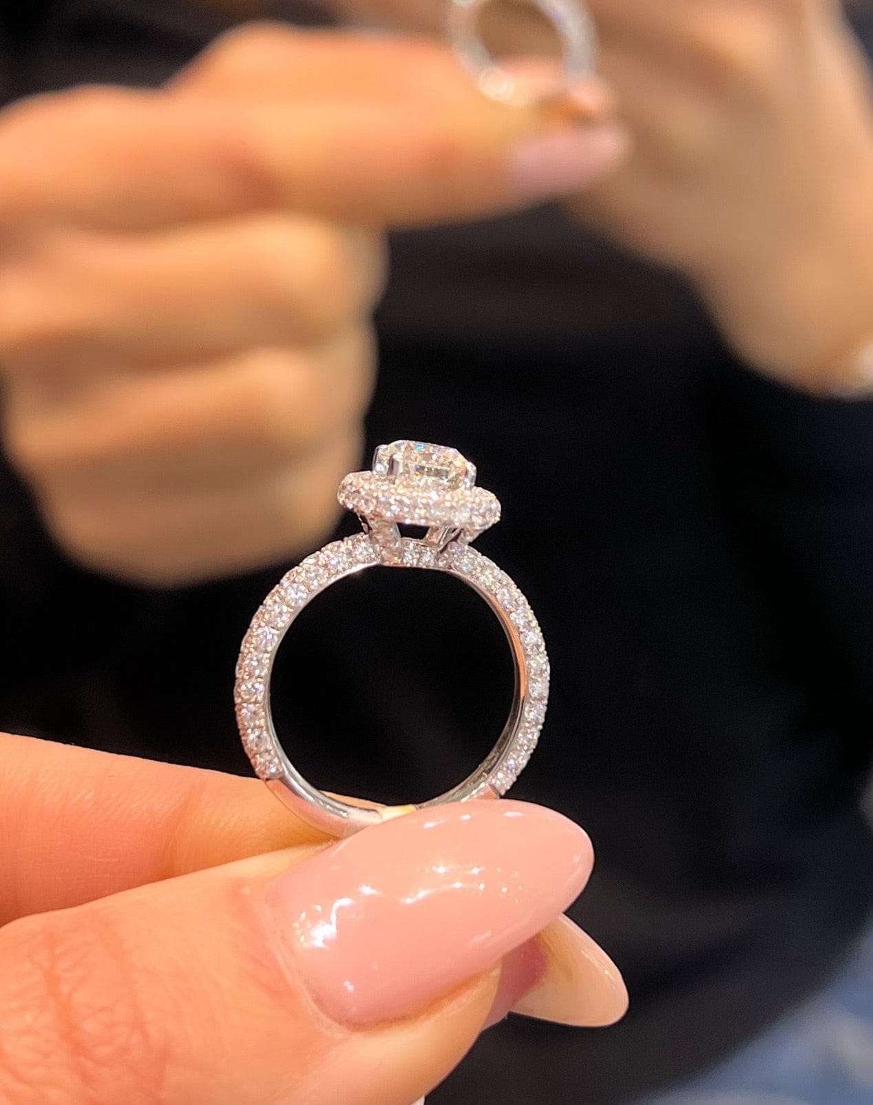 Celeste Pave Halo Solitaire Ring