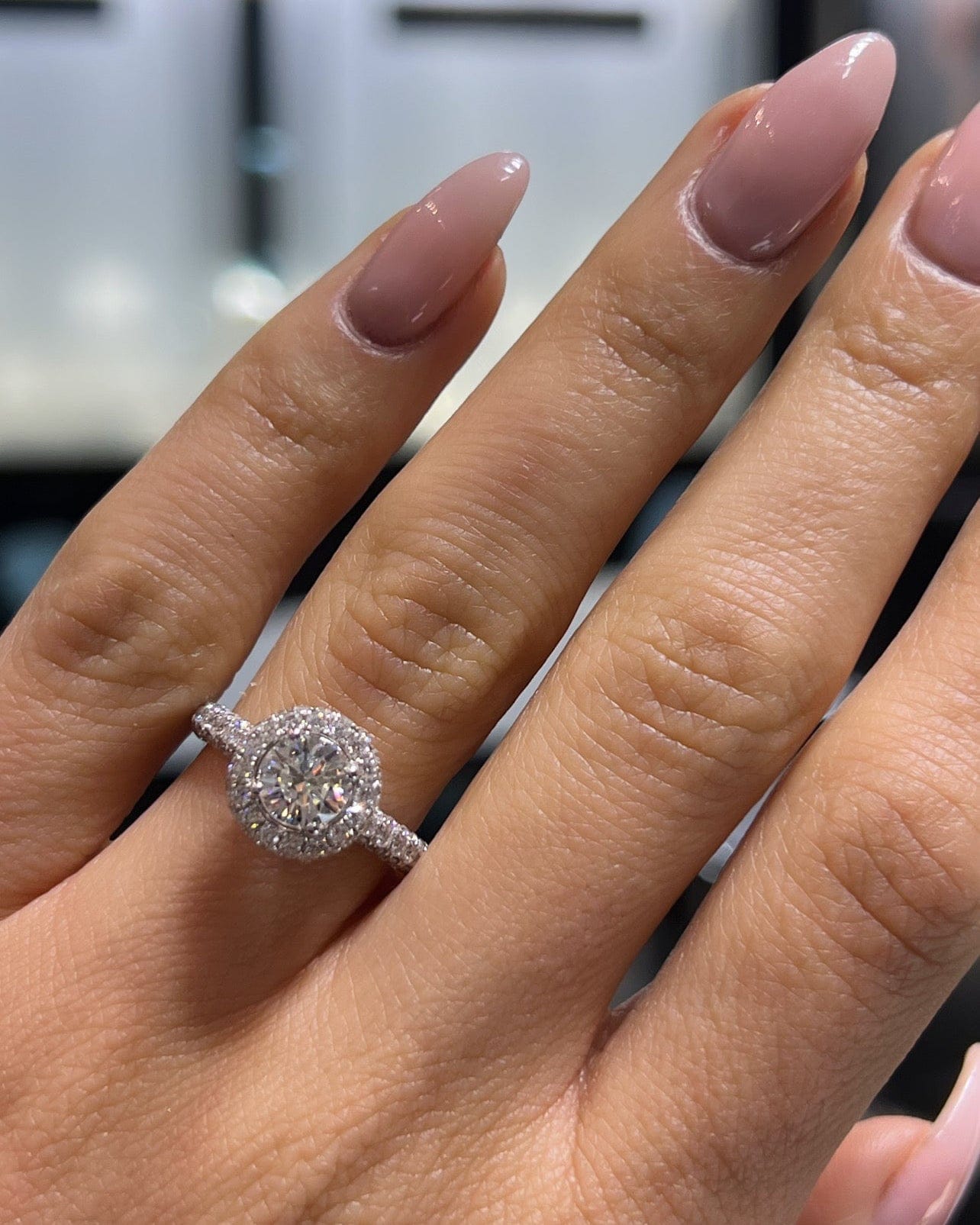 Celeste Pave Halo Solitaire Ring