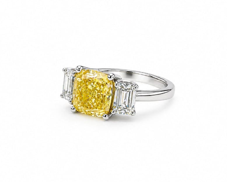 Cushion Canary Trilogy Ring LG