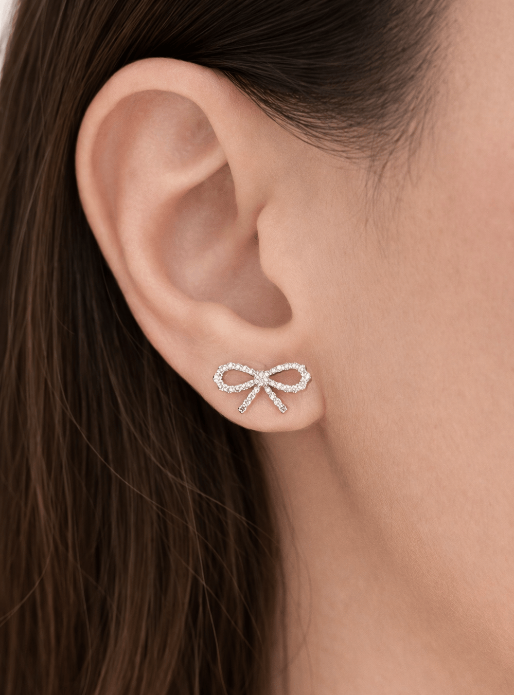 Diamond Bow Earrings LG