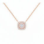 Double Cushion Halo Necklace