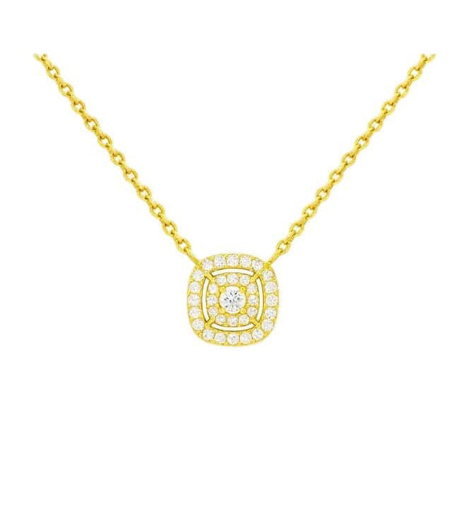 Double Cushion Halo Necklace
