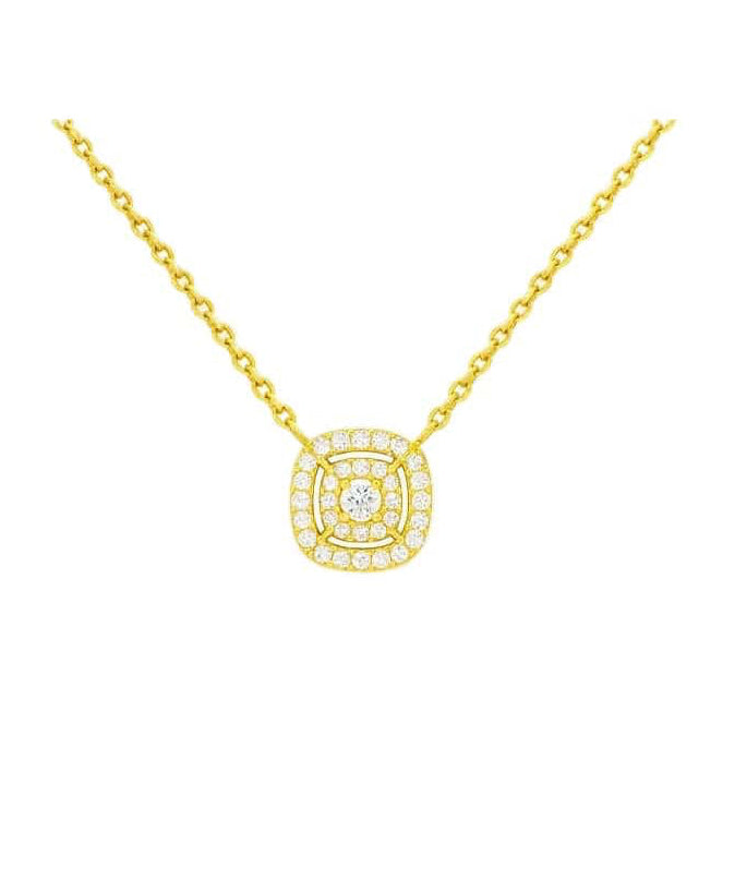 Double Cushion Halo Necklace