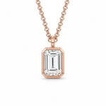 Emerald Bezel Solitaire Necklace LG