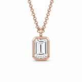 Emerald Bezel Solitaire Necklace LG