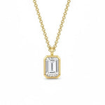 Emerald Bezel Solitaire Necklace LG