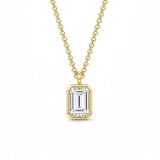 Emerald Bezel Solitaire Necklace LG