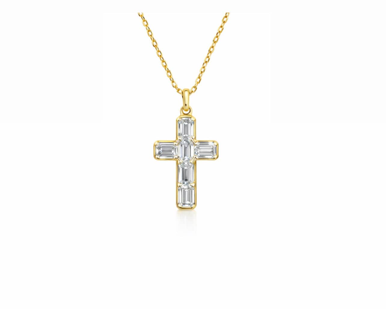 Emerald Cross Necklace LG