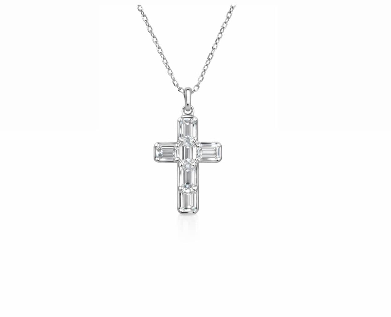 Emerald Cross Necklace LG