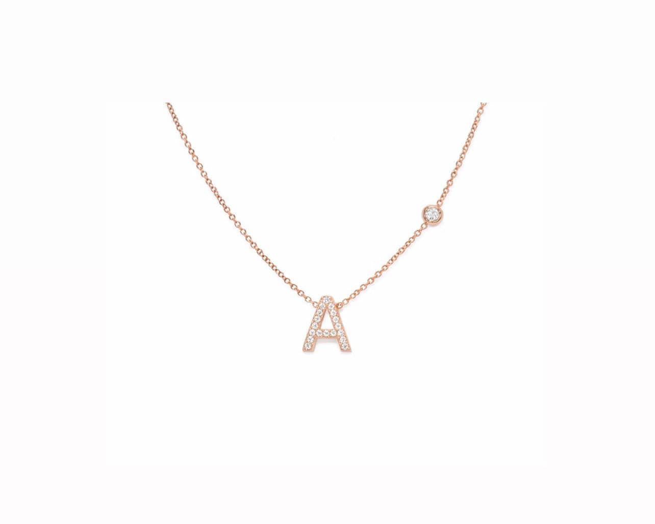 Initial Necklace & Side Diamond