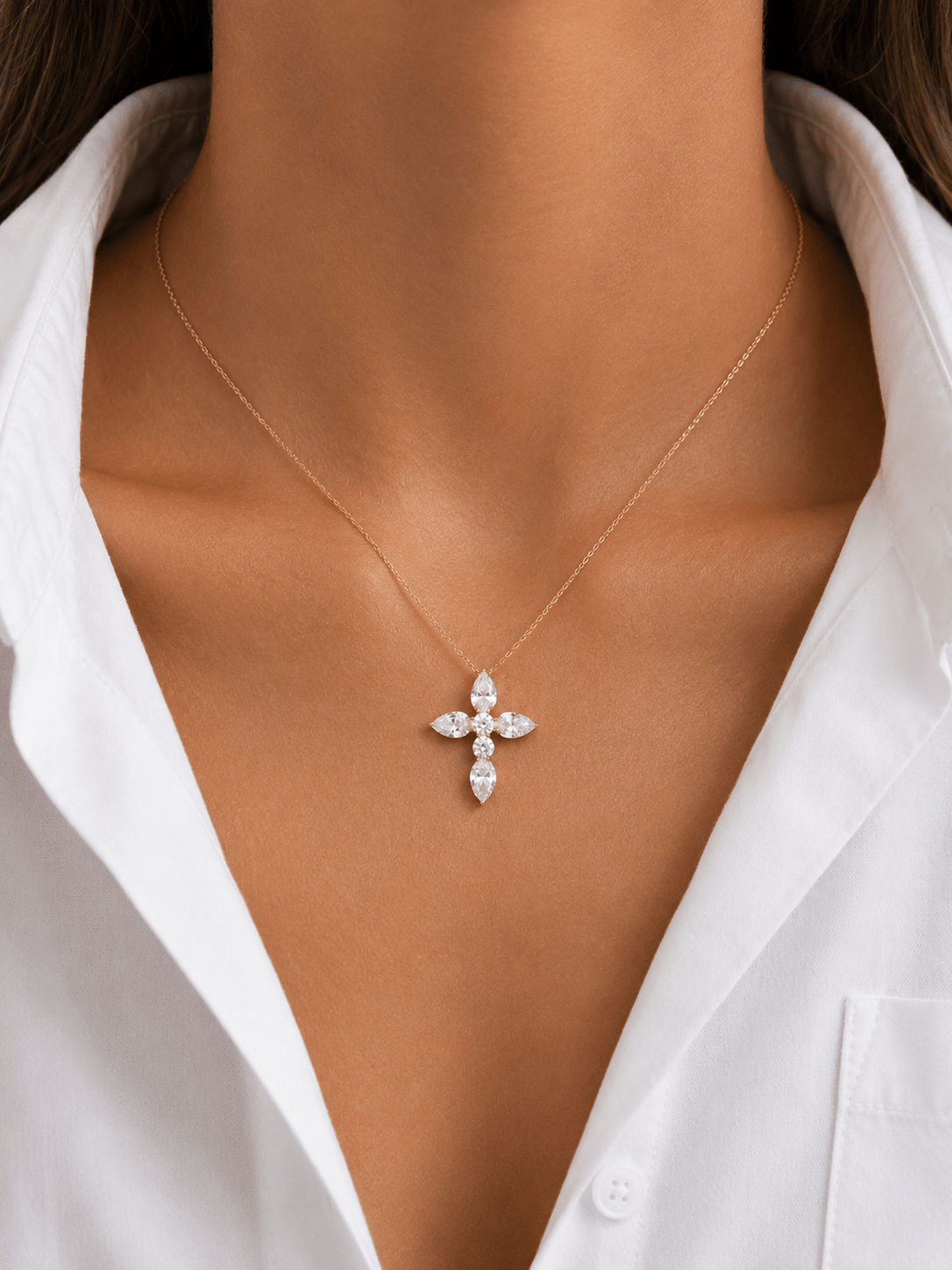 Lotus Cross Necklace LG