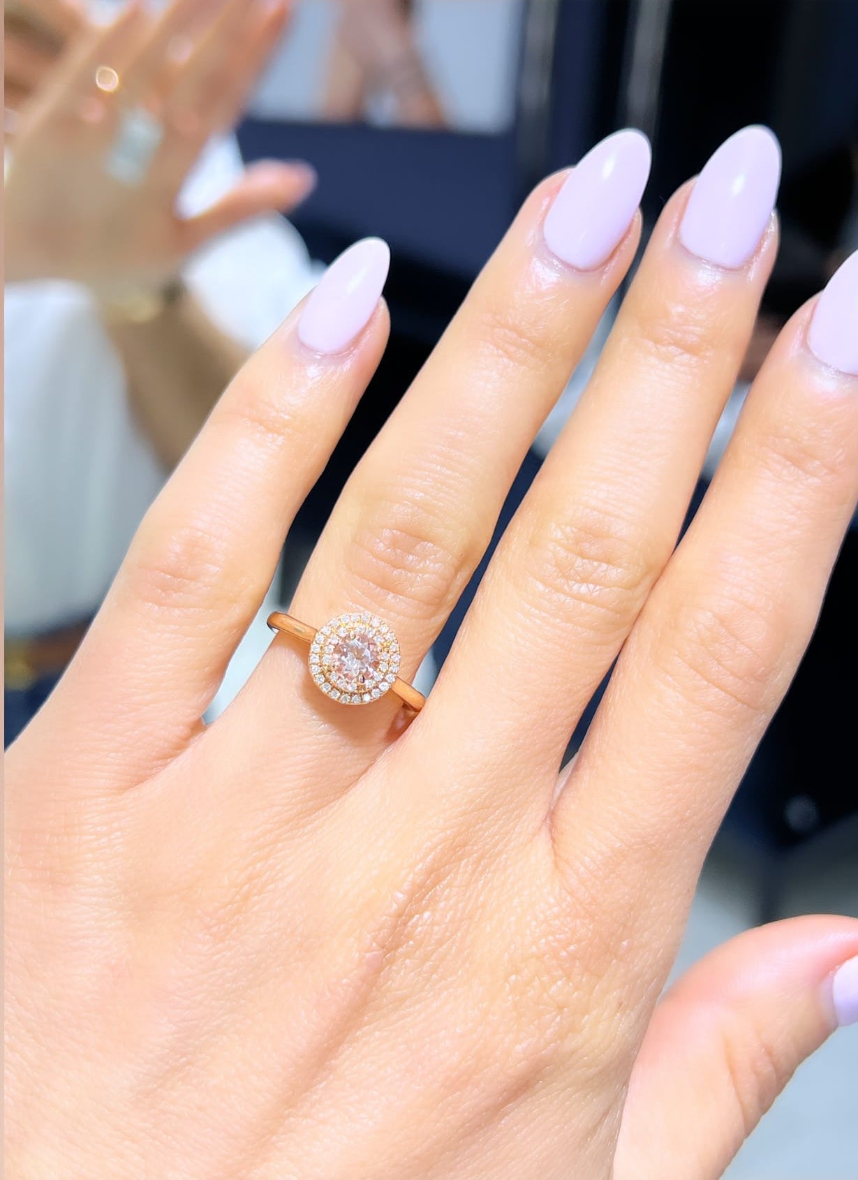 Morganite Halo Ring