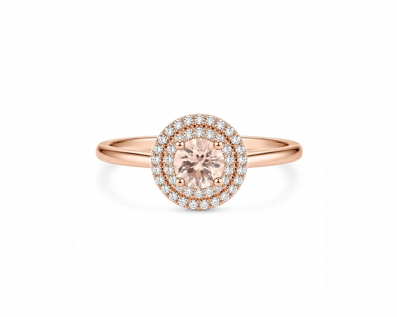 Morganite Halo Ring