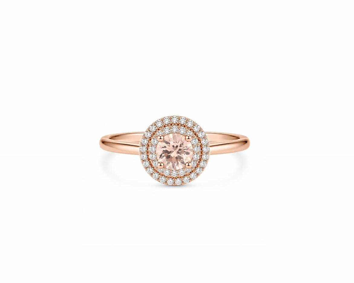 Morganite Halo Ring
