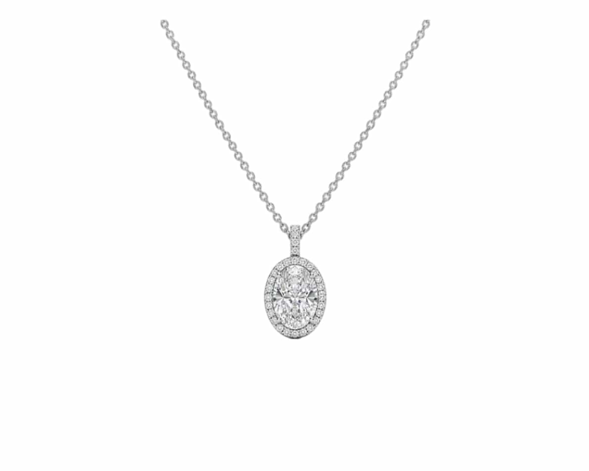 Oval Halo Necklace LG