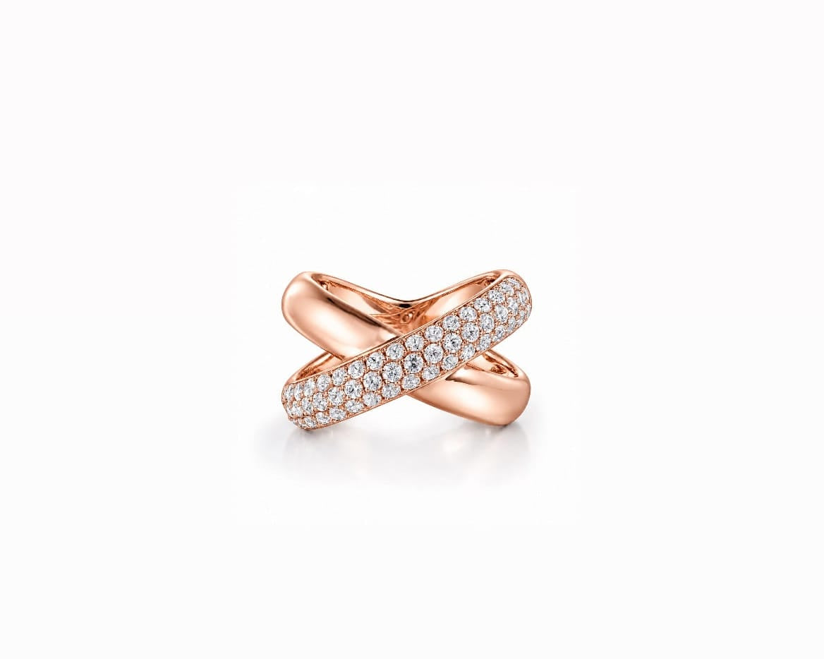 Pave Crossover Ring