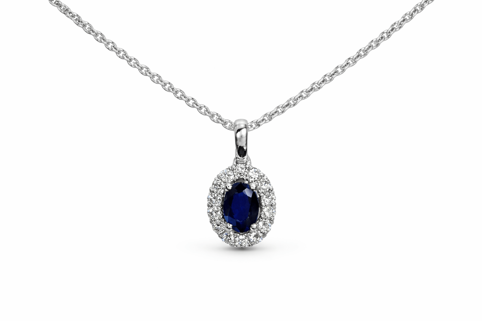 Sapphire Halo Necklace