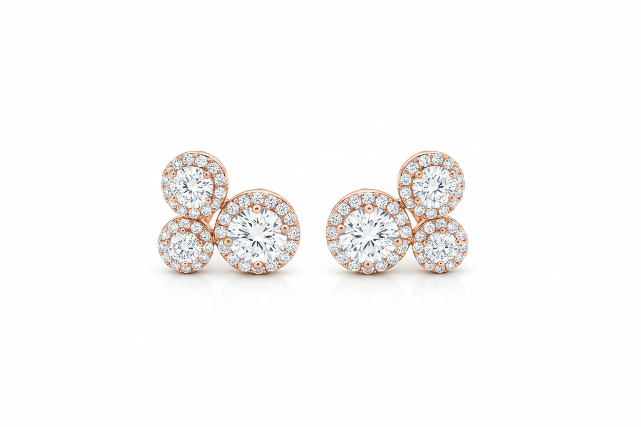 Tripple Halo Earrings LG